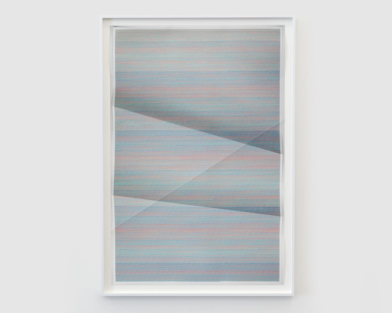 Untitled, 127, 262,143 combinations of a 3x3 grid, 4 colors, 2012 – Creased archival pigment print (unique), 40 × 60 in., by John Houck